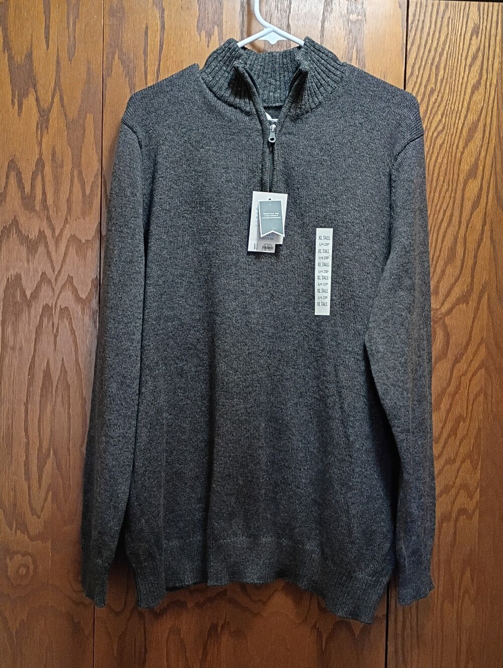 croft & barrow Men's Charcoal Zip Mock-Neck Sweater